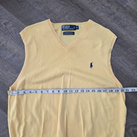 Polo Ralph Lauren Mens XL Yellow V-Neck Sleeveless Sweater Vest 100% Pima Cotton - Picture 4 of 8